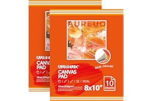 AUREUO Canvas Pad for Painting 10 Sheets, 10 Oz. - 8x10 Inch, 2 Pack - Triple Primed Glue Bound Cotton Canvas Paper for Oil and Acrylic Paints Art Supply for Mixed Media Painting