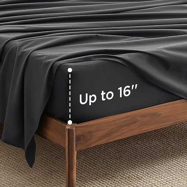 BEDSURE 100% COTTON SHEETS, KING SIZE SHEETS SET, ULTRA SOFT & COMFORT COTTON KING SHEET WITH DEEP POCKET UP TO 16″, 4 PIECE HOTEL LUXURY BEDDING BEDSHEETS FOR WOMEN, MEN, KIDS & TEENS – GREY BLACK
