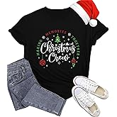 Wlen Christmas Crew Shirts for Women Merry Christmas T-Shirt Xma Holiday Crew Tee Tops