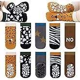 BEHELE Baby Non Slip Socks Toddler Non-Skid Ankle Socks with Grips Anti-Slip Crew Socks for Newborn Infants Girls Boys 5Pairs