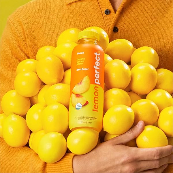 LEMON PERFECT PEACH, HYDRATING FLAVORED LEMON WATER, ZERO SUGAR, DELICIOUS AND REFRESHING, ORGANIC, 15.2 FL OZ BOTTLES (12-PACK)