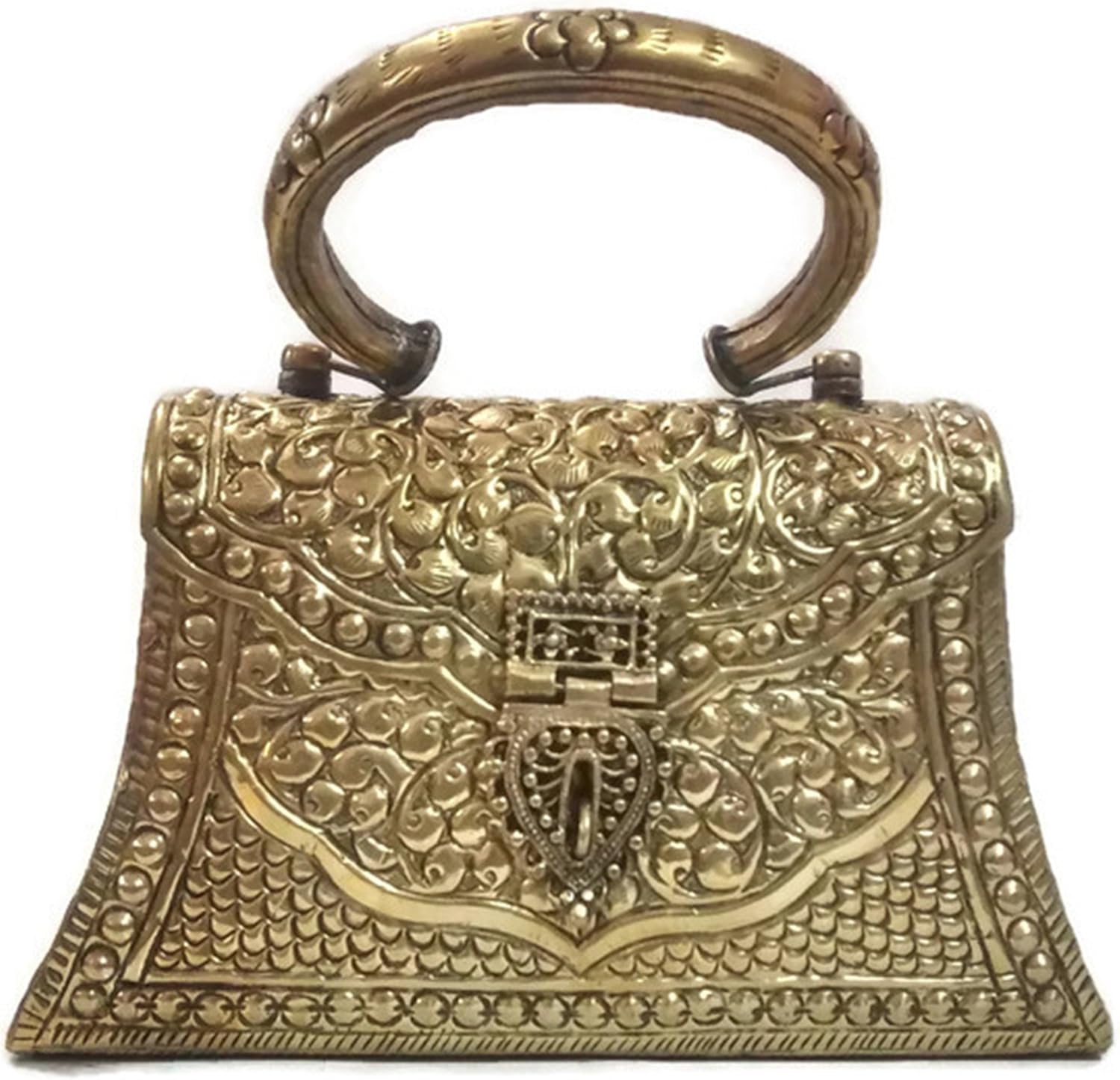 Antique colors Hand Carving clutches Vintage Handmade Brass metal purse