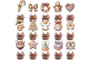 KINGZONE 45 Pcs Christmas Gingerbread Man Cupcake Toppers - Merry Christmas Gingerbread Man Cake Party Decorations Party Supplies Decor for Kids, Boys, Girls, Baby Shower