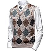 Herothorn Mens Thick Argyle Sweater Vests Classic V-Neck Knitwear Sleeveless Pullover Autumn Winter Warm Tank Tops