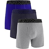 Under Armour mens 3-pack Performance Cotton Boxer Brief, 6" Inseam, All-day Comfort & Ultra-soft