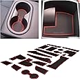 CupHolderHero Compatible with Hyundai Kona Accessories 2018-2021 Premium Custom Interior Non-Slip Anti Dust Cup Holder Inserts, Center Console Liner Mats, Door Pocket Liners 19pc Set (Red Trim)