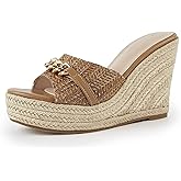 Coutgo Women's Wedge Sandals Platform Espadrille Heel Chain Slip On Casual Summer Slides