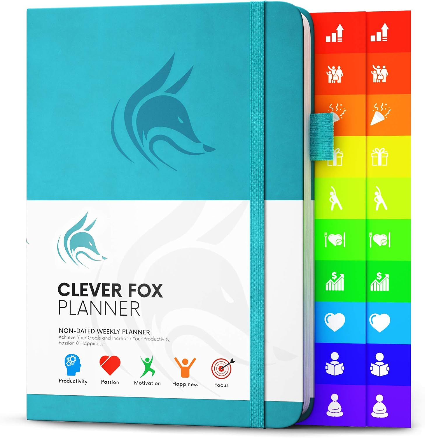 Clever Fox Planner - Undated Weekly & Monthly Organizer Journal for Productivity Time Management & Goals - A5 (Turquoise)