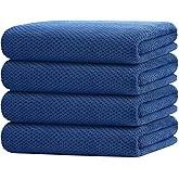 HOMEXCEL Bath Towel Set Pack of 4, 30 x 60 Inches Large Microfiber Bath Towels, Soft, Absorbent, and Quick Dry Towels for Bathroom, Pool, Beach, Swim, and Yoga, Large Bathroom Towels, Blue