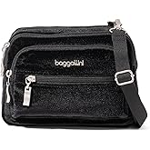 Baggallini Triple Zip Small Crossbody Bag for Women - 8x6 Lightweight Convertible Fanny Pack Belt Bag