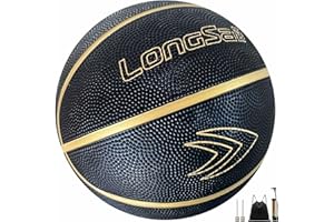 Longsail Kids Youth Adults Size 3/4/5/7 Basketball, 22.5"/25.5"/27.5"/29.5" Leather/Rubber Basketballs with Pump for Indoor Outdoor, Beach and Pool Water