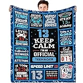 AOOCHUSS 13th Birthday Decorations for Boys - 13 Year Old Boy Gifts Birthday Kids Blanket 50 x 40 Inches Warm Flannel Throw Blankets Present Coolest Gifts for 13 Year Old Birthday