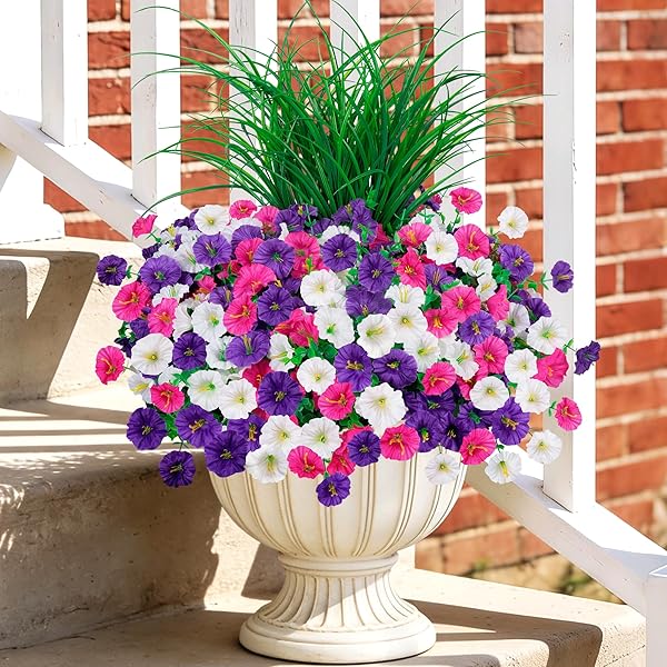 INQCMY ARTIFICIAL FLOWERS FOR OUTDOORS, 12 BUNDLES UV...