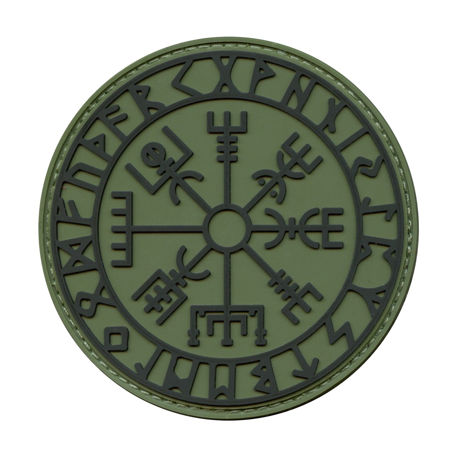 Olive Drab OD Green Vegvisir Viking Compass Norse Rune Morale Tactical PVC Rubber Hook Patch