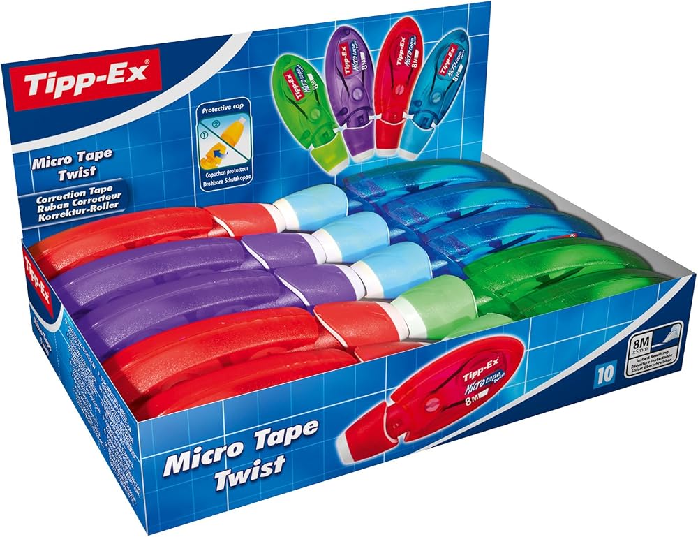 BIC Tipp Ex Micro Tape Twist Correction Tapes Assorted 10 x 8 m