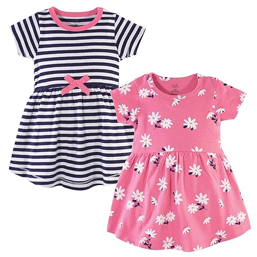 Hudson Baby Girl's Cotton Dresses, Pink Daisy, 0-3 Months