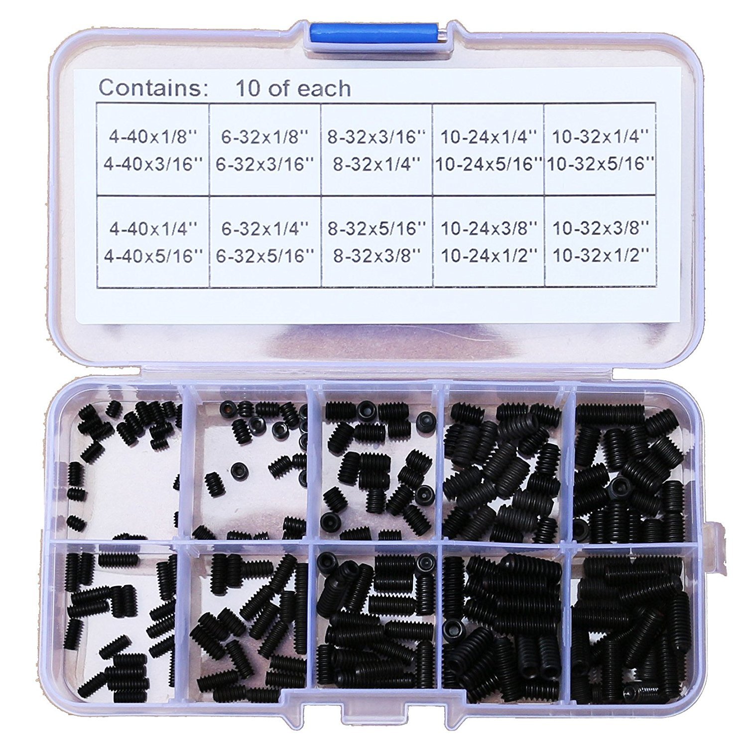 200Pcs 440 to 1032 Set Allen Head Hex Socket Screws Bolts Assortment