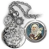 St. Catherine of Siena Locket Necklace, Confirmation Gift, Italian Charms, Catholic Jewelry