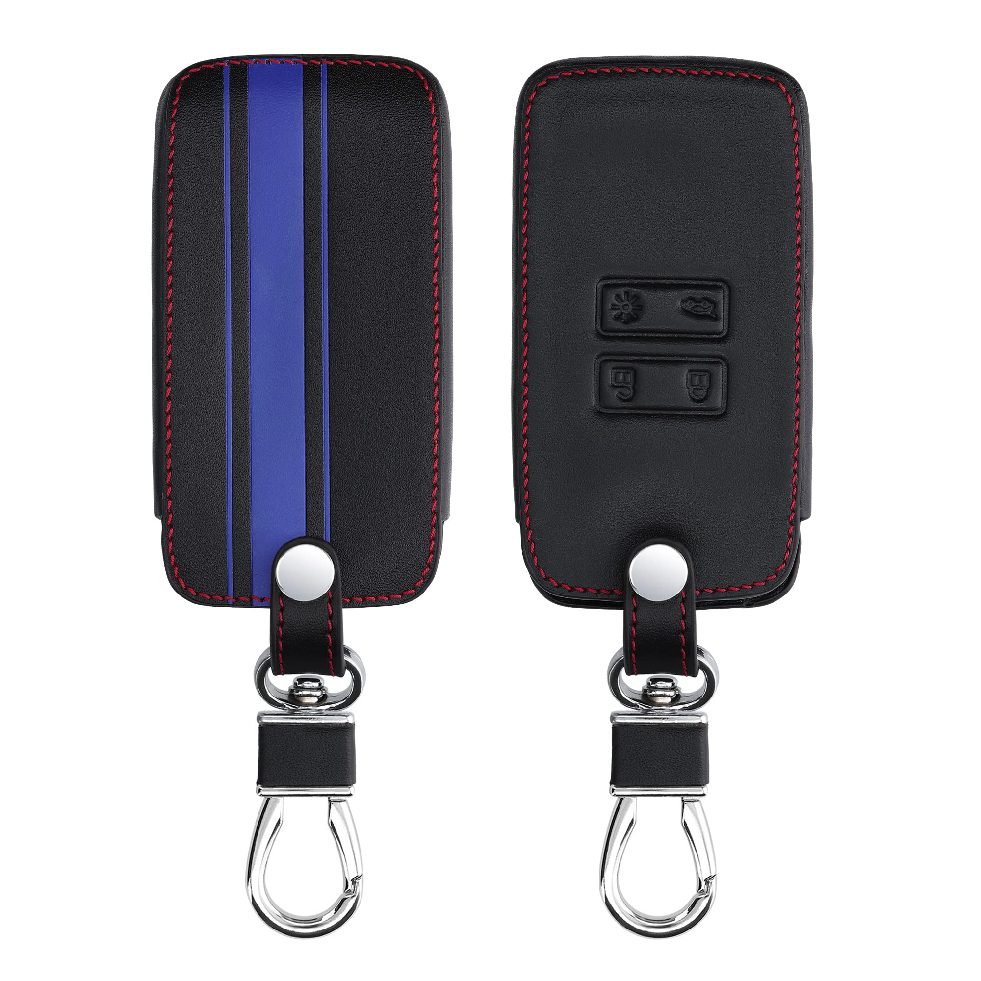 kwmobile Key Cover Compatible with Renault 4 Button Car Key Smart Key (only Keyless Go) - Faux Leather Car Key Fob Protector - Blue/Black