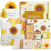 Valentines Day Gifts for Her Women Mom Wife Girfriend, Sending Sunshine Self Care Get Well Gift Baskets, Relaxation Spa Gifts Set with Luxury Blanket, Birthday Gifts for Women Friend Mom Sister