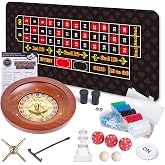 WodGod 10 Inch Premium Solid Wood Roulette Wheel &amp; Craps Set with Double-Sided Tabletop Layout Mat, 200 Chips, Roulette Marker,Instruction Card etc.Perfect for Game Night Party