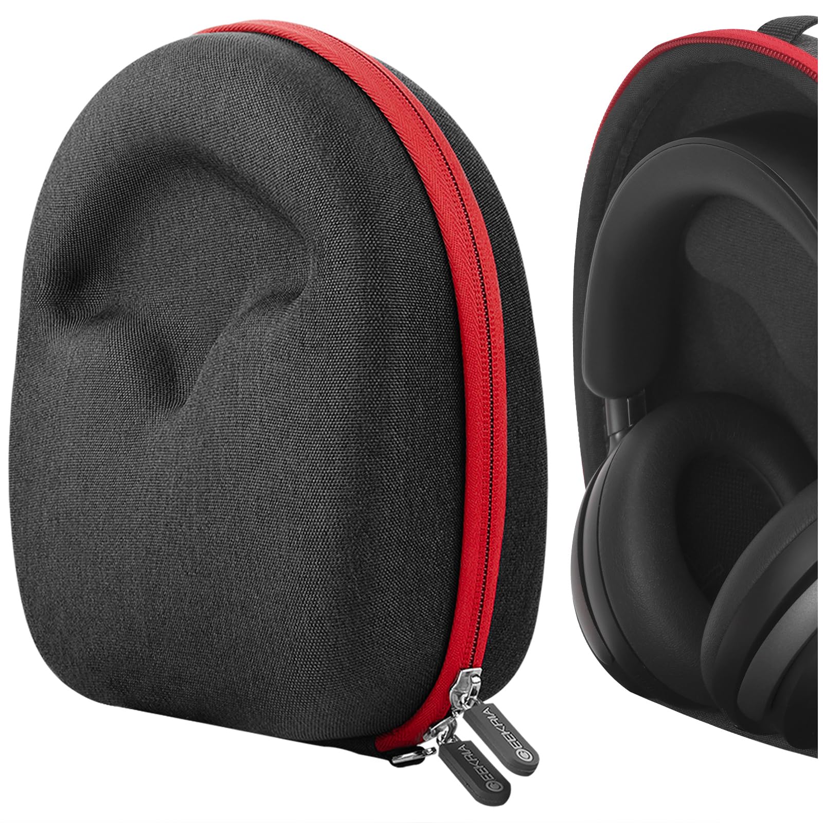 Geekria Shield Headphones Case for Over-Ear Headphones, Replacement Hard Shell Travel Carrying Bag with Cable Storage, Compatible with B&O H95, Soundcore Space One Headsets (Dark Grey)