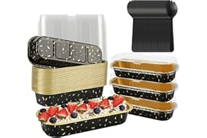 BAKINGPAK Mini Loaf Pans With Lids, 30PCS 6.8OZ 200ML Mini Cake Pans With Lids Disposable Aluminum Foil Loaf Pans Mini Aluminum Pans with Lids Cupcakes Pan for Children Party Wedding,Meteor Shower