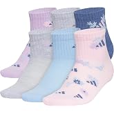 adidas Girls Fashion Quarter Ankle Socks 6 Pairs | 6-Pack, Targeted Cushioning, Arch Support, Ruffle, Charm &amp; Scallop Details, Breathable Moisture-Wicking, All-Day Comfort