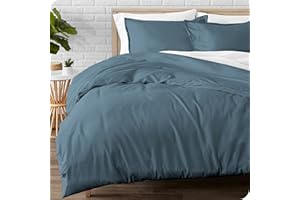 Bare Home Flannel Duvet Cover - Full/Queen - 100% Cotton, Velvety Soft Heavyweight Premium Flannel, Double Brushed - Includes Sham Pillow Covers (Full/Queen, Coronet Blue)