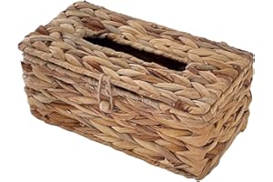 Tissue Box Cover Rectangle Rattan Tissue Box Holder Wicker Cover with Flip-Open Top Decorative Facial Holder for Barthroom Ki