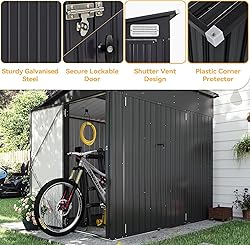 Aoxun 7.5'x5.5' Triple Door Shed Outdoor Storage