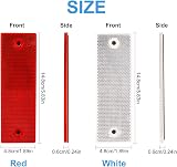 Heyu-Lotus 20 Pcs Reflectors Rectangular Rear Self Adhesive Red/White view 2