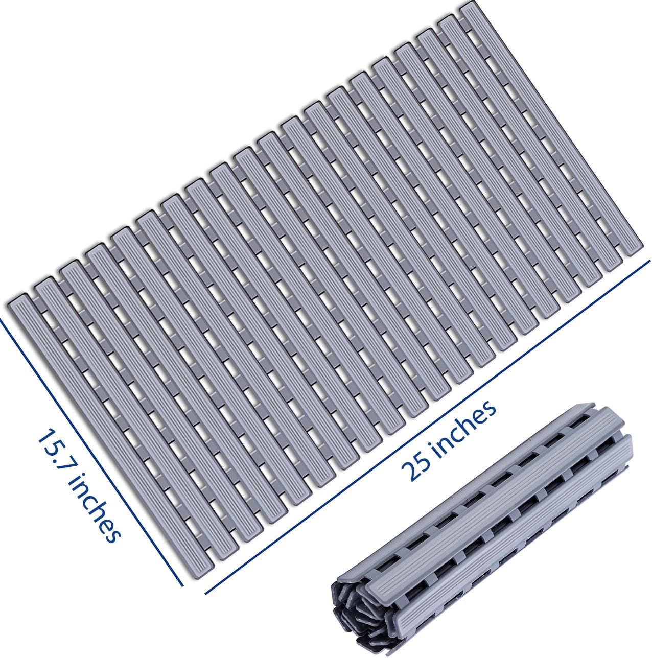 KMAT Shower Mat Non Slip Bathtub Mats Bath Mats for Shower Tub with Suction Cups and Drain Holes,Bathmat Bath Tub Mat (BPA, Latex, Phthalate Free)-Grey: Home & Kitchen