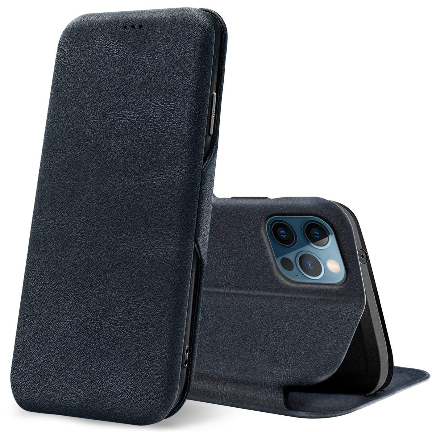 Verco Book Style for iPhone 12 Pro Max Case, Premium Magnetic Flip Cover for Apple iPhone 12 Pro Max Wallet Case with Card Slot [6.7 inch, Blue