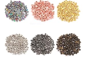 YEWIN Mixed Color Tubular Double Cap Rivets - 10mm Metal Button Round Rapid Rivet Rivet Studs for Purse Handbags Shoes Belts Leather Craft(10mm Each Color 20pcs)
