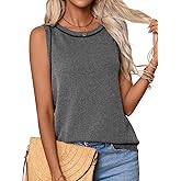 HOTGIFT Women's Tank Tops Crew Neck Sleeveless Shirt Ribbed Knit Casual Summer Tunics