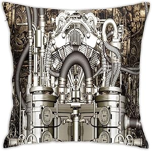 GULTMEE Modern Throw Pillow Covers,Two Cylinder Engine Engineer Bikes and Cars Lovers Inspired Theme Image Photo Art,Home Decor Pillow Covers 18×18 Inch