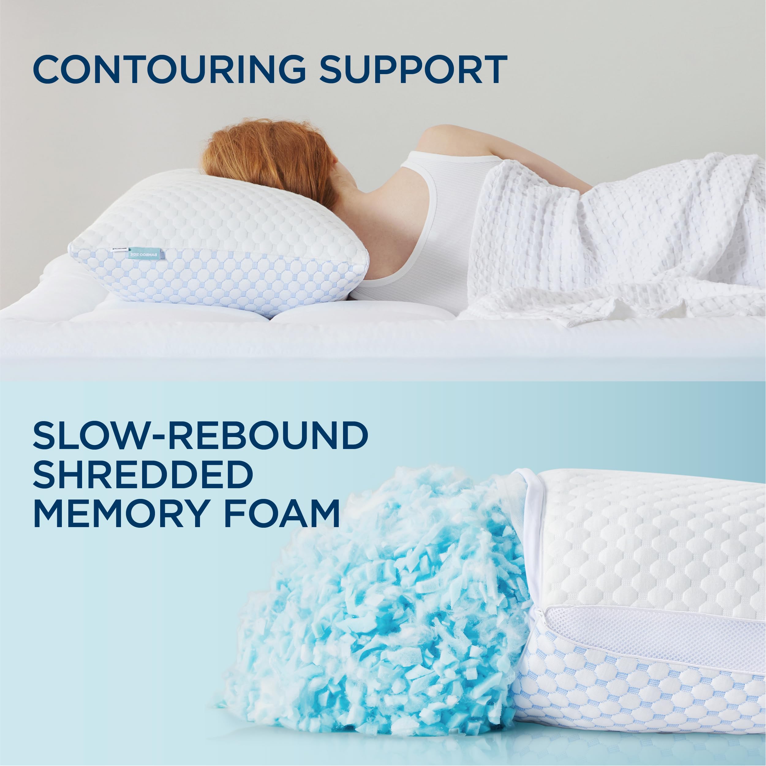 Bedsure Shredded Memory Foam Pillow Firm Side Sleeper Pillows, Premium Rayon Derived from