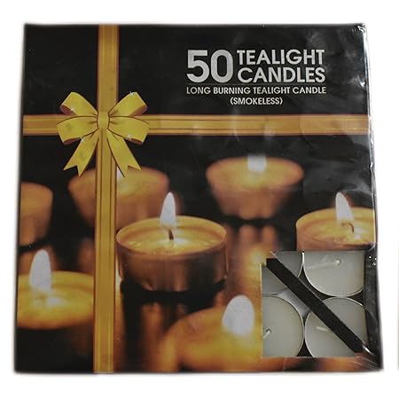 Duggu Wax Tealight Candles Set of 50, White, 3 Hours Burn Time, Unscented
