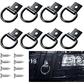 8 PCS D Ring Tie Down Anchors, 1/4" Heavy Duty Steel D Ring Tie Down Hooks | D Ring with Screw for Truck, Trailer, Camper, Warehouse, Garage, Boat, Cargo Control Surface Mount, Black