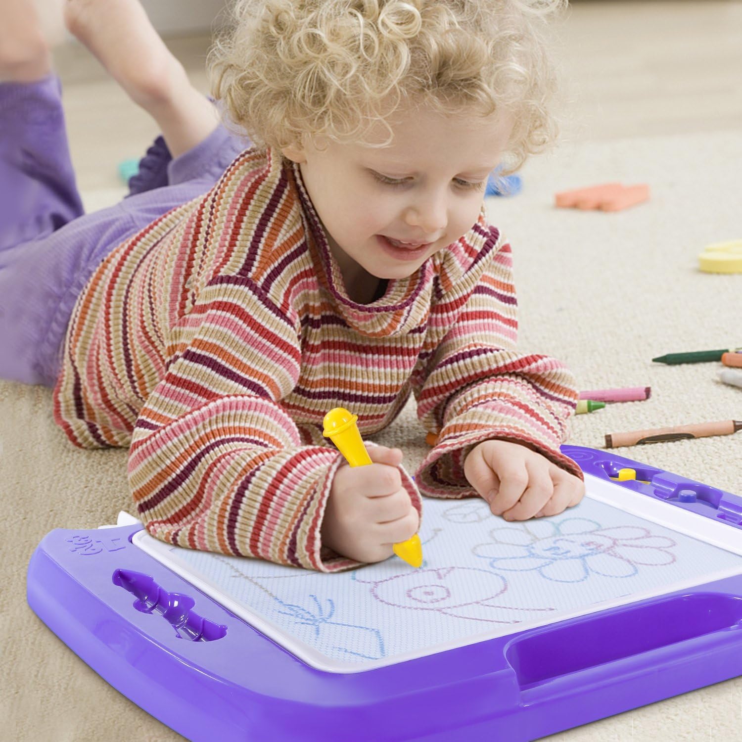 SGILE Magnetic Drawing Board Toy for Kids, Large Doodle Board Writing Painting Sketch Pad, Purple: Toys & Games