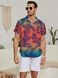 LuckLemocor Hawaiian Shirt Mens Vacation Casual