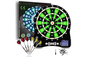 Turnart Electronic Dart Board,13 inch Illuminated Segments Light Based Games Electric Dartboard for Adults Tested Tough Segment for Enhanced Durability Professional with Scoring