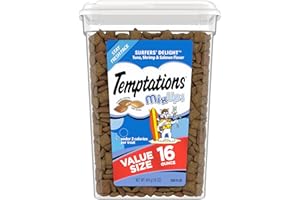 Temptations MixUps Surfer's Delight Flavor Crunchy and Soft Cat Treats, 16 oz. Tub