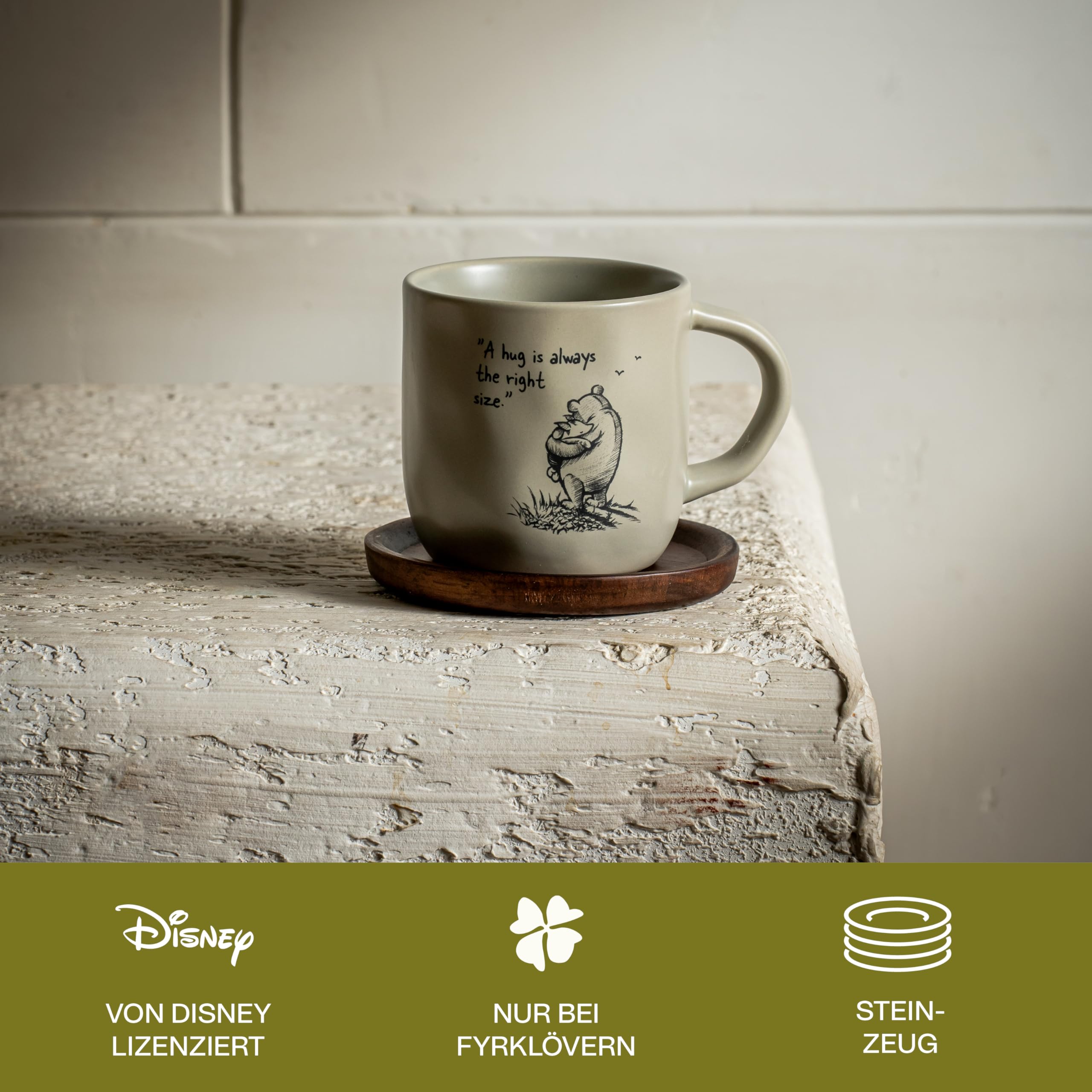 Fyrklövern Winnie Puuh Kaffeetasse Disney, 300 ml, Steinzeug, Spülmaschinenfest, Seidenmatte Glasur, inkl. Geschenkbox, Braun 2