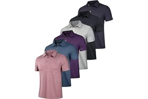 OYGSieg 6 Pack Mens Polo Shirts Performance Short Sleeve Golf Shirt Moisture Wicking Athletic Casual Collared T-Shirt