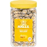 HALLS Cough &amp; Throat Relief Honey Lemon Cough Drops, Bulk Pack, 250 ct | No Synthetic Dyes