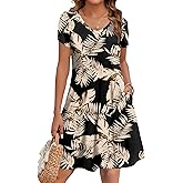 Zeagoo Womens Summer A-Line Dress with Pockets Mini Short Sleeve Dresses Flowy Beach Swing Dress 2026 Vacation Travel