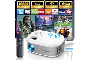 AGREAGO 15000 Lumens Outdoor Movie Projector - Native 1080P HD Portable Projector with WiFi 6/Bluetooth 5.2, Compatible with iPhone, Android, Fire Stick, PS5, Xbox(USB-C Cable) ±15° Keystone