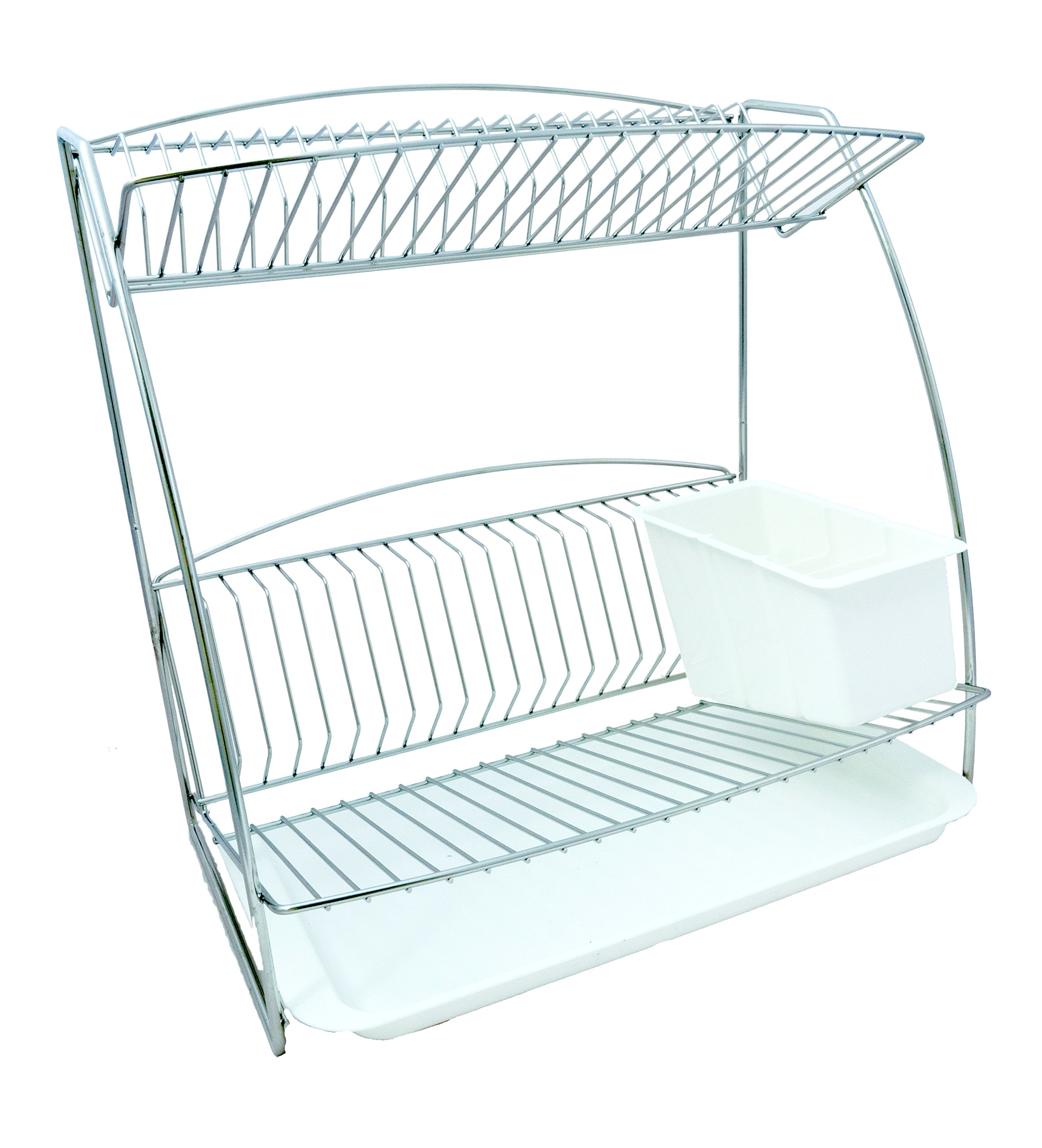 Delfinware 3003SS Stainless Steel 2 Tier Plate Rack, Silver